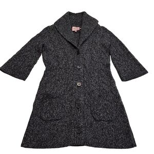 ✨2/$25 Juicy Couture~Vintage Y2K~Grey Heather~Wool Cardigan Front Pocket~MED